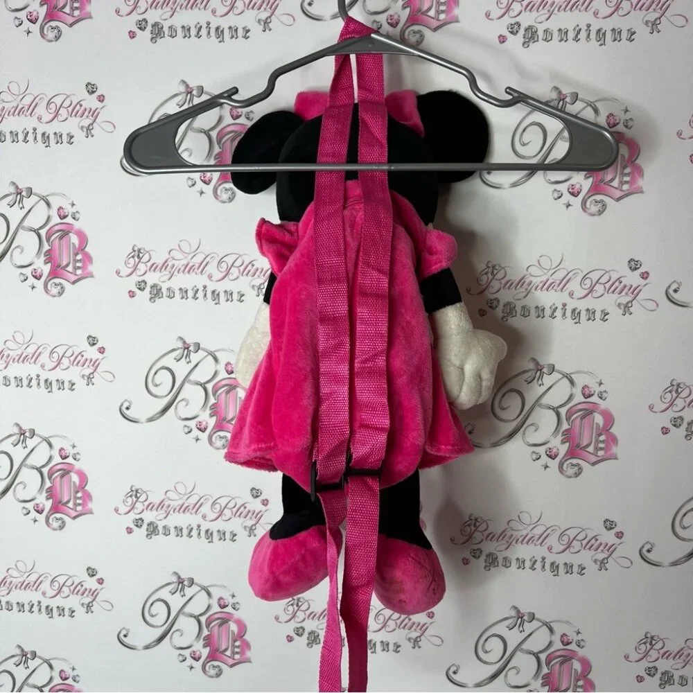 Disney backpack bag Minnie Mouse zip up cherries 🍒 Pink Plush Mouse